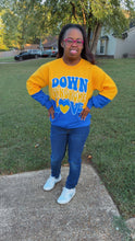Load image into Gallery viewer, Blue &amp; Gold Down Syndrome Love Sweatshirt
